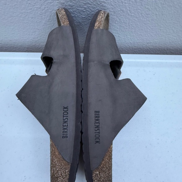 Birkenstock Arizona Sandals Size 8 Womens GrayLeather Signature Cork Footbed - Picture 7 of 7